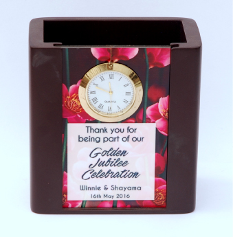 Clock/Pen Holder with Personal Message